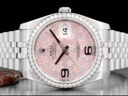 Rolex Datejust 36 Jubilee Crownclasp Pink Floral Dial Diamonds Bezel  116244